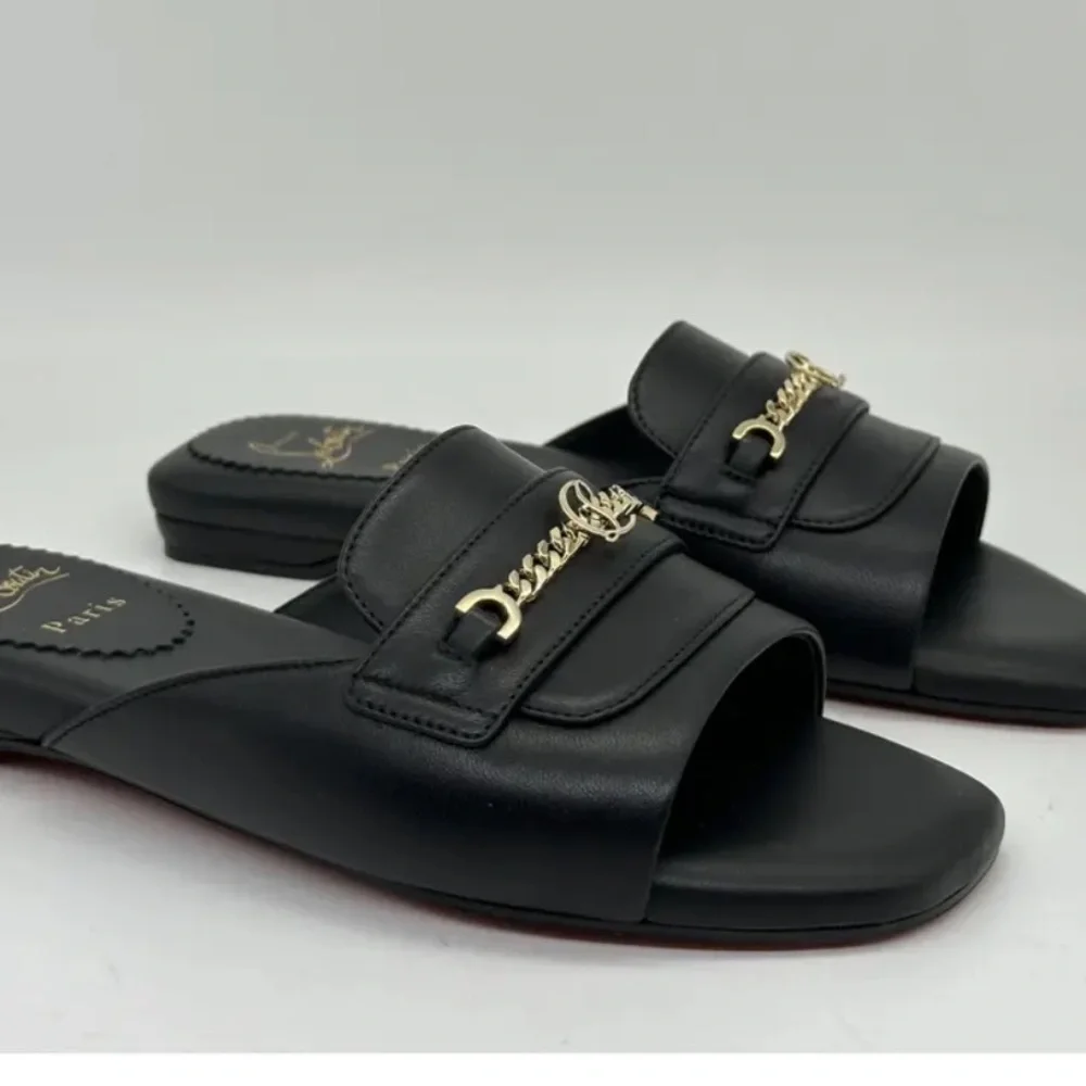 Christian Louboutin  Miss MJ Mule Slippers Red Sole with Black Edge - Picture 6 of 12